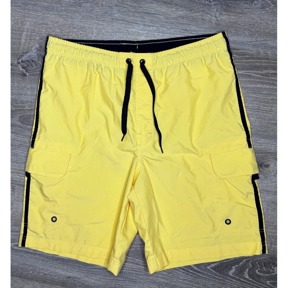 Old Navy Mens Swim Trunks Shorts Yellow Cargo‎ Pants Drawsting Waist Size Small